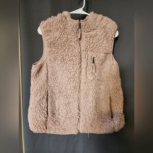 Weatherproof Vintage hooded vest, Women's Medium Pink Teddy Hooded Vest